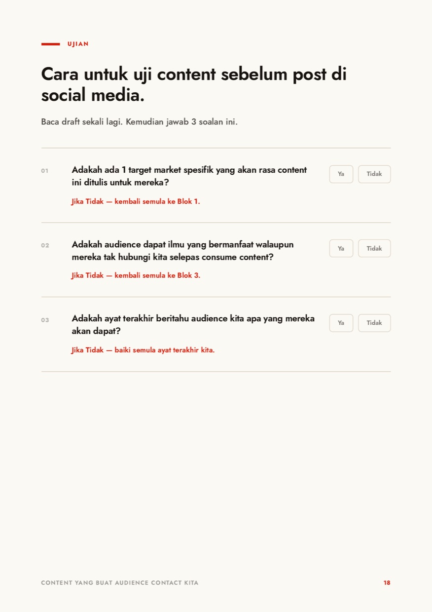 3 soalan ujian sebelum post