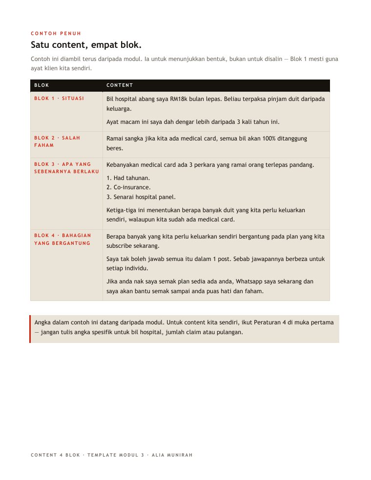 Template 3 Content 4 Blok — contoh penuh