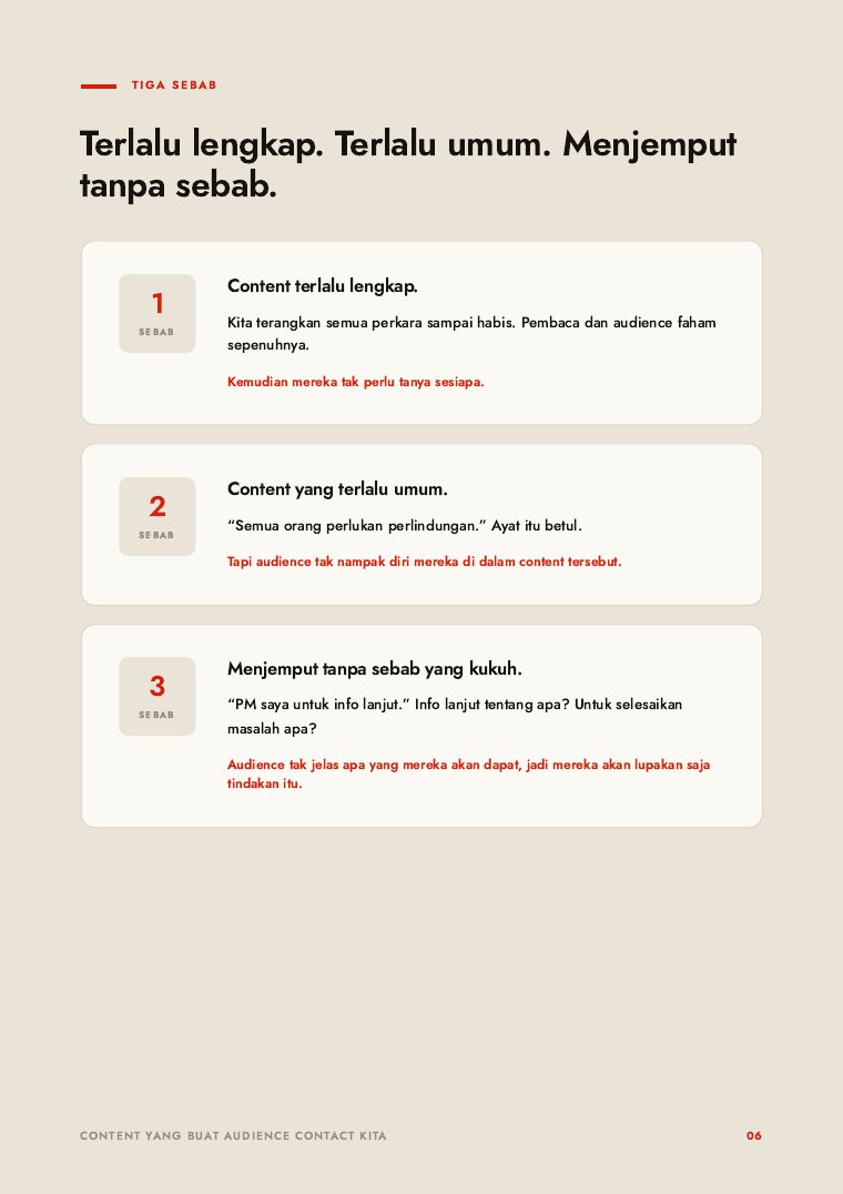 Muka surat 6 — 3 sebab content tak sampai