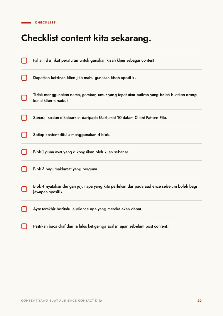 Muka surat 20 — checklist content