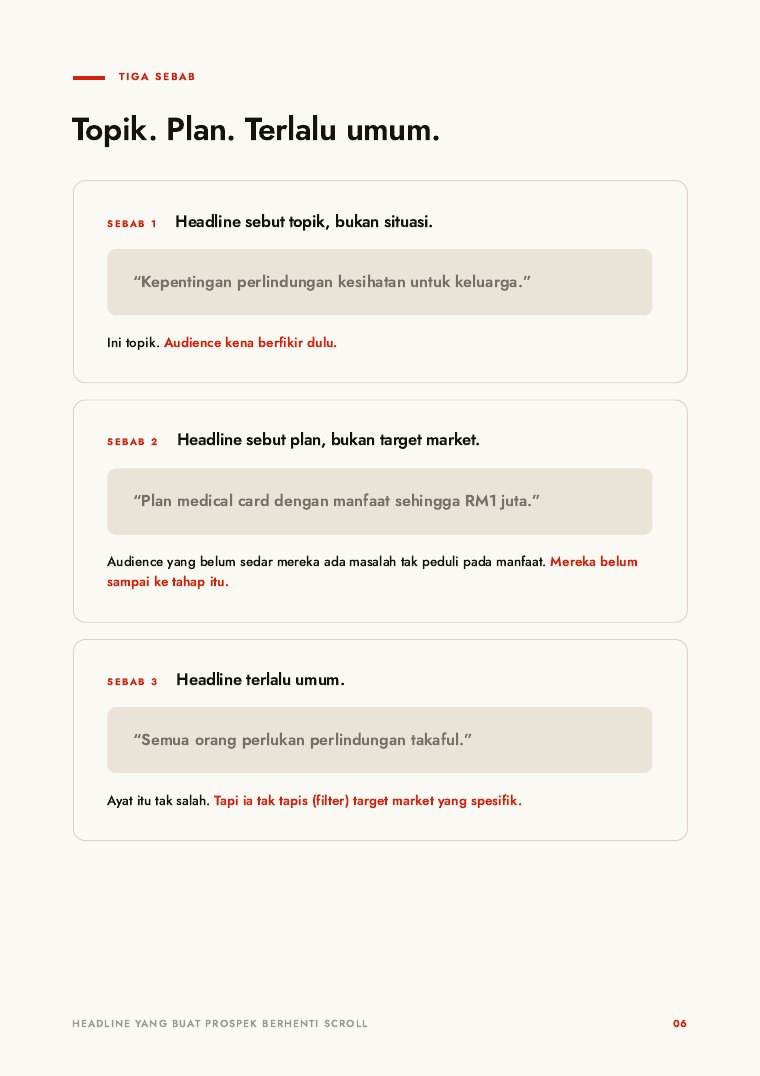 Muka surat 6 — 3 sebab headline gagal